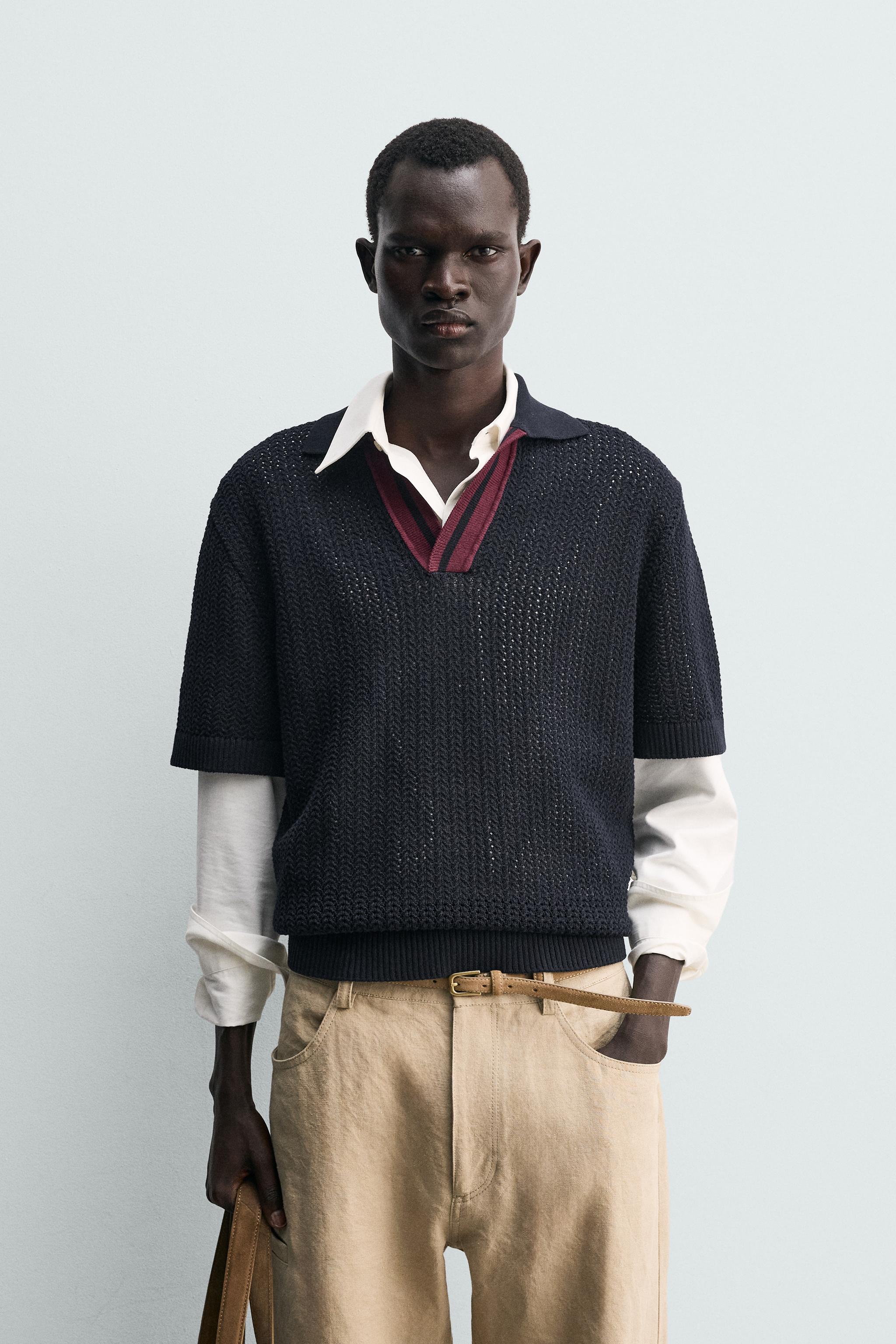 POLO EN MAILLE STRUCTURÉE À CONTRASTE
